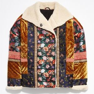 ISO Free People Out with a Bang embroidered Oriental mixed print Jacket Coat